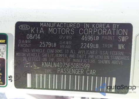 2015 Kia Cadenza Premium z USA, uszkodzony, nr VIN KNALN4D75F5181599